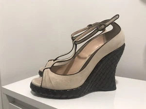 Bottega Veneta Plateau Intrecciato Braun Leder Wildleder Heels Damen 37  - Bild 1 von 12