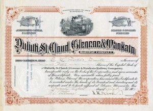 1905 Duluth St Cloud Glencoe & Mankato RW Stock Certificate - Picture 1 of 1