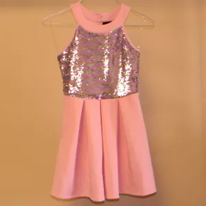 Paper Doll Girls Sleeveless Dress Flip Sequins Size 12 Pink - Picture 1 of 5