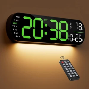 Digital Wall Clock, 13" Large Display Digital Clock with Remote Control, Auto... - Bild 1 von 7
