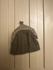 Antique German Gold Gilt Fine Mesh Chain Mail Coin Purse - Picture 1 of 6