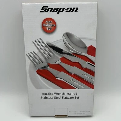 Snap on Box End Wrench 4pc Flatware Set 18/0 Stainless Steel Silverware New - Image 1 of 4