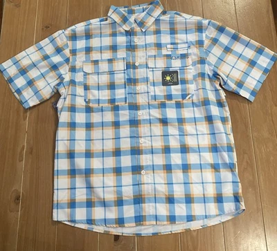 Realtree Men Short Sleeve Fishing Guide Shirt Creekside Plaid Malibu Blue Medium - Image 1 of 2
