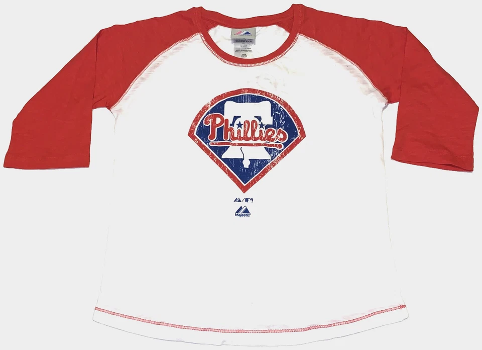 Camiseta roja blanca del equipo de béisbol Philadelphia Phillies MLB ¡Nueva! Niñas GRANDE 10 12 Foto 1 de 1