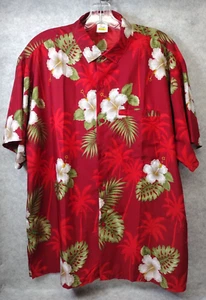 Herren L Hawaiihemd Rima Brustumfang 48 Zoll Polyester Burgund Blumendruck Aloha - Bild 1 von 5