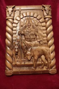ODIN ET LOUPS Tableau en bois sculpté peinture 3D art taille 12". - Photo 1 sur 5