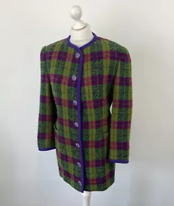Gianni Versace Versus Vintage Jacke Grün Rosa Lila Kariert Größe 42 EU Damen - Bild 1 von 16