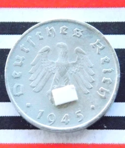 GERMAN Coin 10 REICHSPFENNIG 1945 E Zinc SWASTIKA 3rd WW2 VERY RARE+ Rpf Pfennig - Picture 1 of 5
