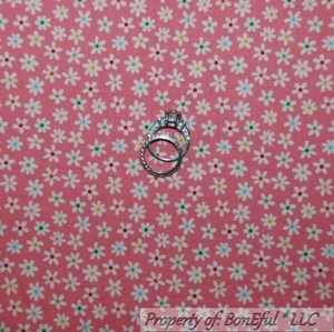 BonEful Fabric FQ Cotton Quilt Pink Blue White FLOWER Baby Girl Tiny Little Dot - Picture 1 of 9