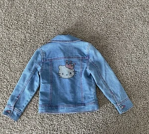 Hello Kitty Princess Denim jean jacket 4 Vintage Rhinestone Pink Coat Girls - Picture 1 of 8