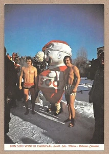 Bon Soo Winter Carnival Polar Bear Swim Sault Ste Marie Ontario Canada Postcard - Picture 1 of 2