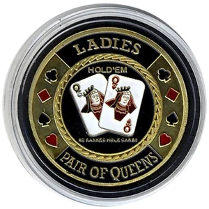 Card Guard - Ladies Pair Of Queens GOLD Poker Protector * - Picture 1 of 2
