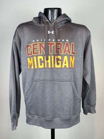 Men’s Under Armour Loose Central Michigan Chippewas Gray Sweatshirt Hoodie Small Cover