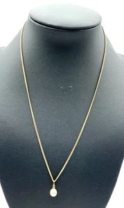333 Gold 8 K Halskette Panzer Kette mit Anhänger Perle Diamant klein aber fein - Bild 1 von 9