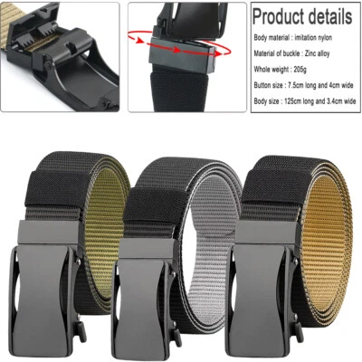 Cinturones de nailon para hombre trinquete para senderismo caza con hebilla deslizante automática 1,33" Foto 1 de 4