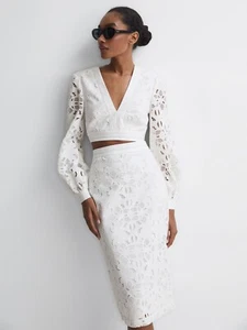 REISS IMMI LACE CO-ORD PENCIL SKIRT in WHITE - Picture 1 of 5
