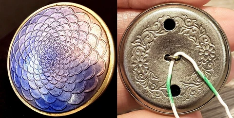 Japanese "Guilloche" Enamel Vintage Button...Toshin Trading Co…Innovative Shank Cover