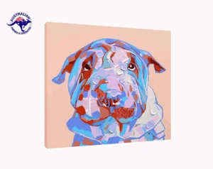 Cuchillo de paleta de pintura al óleo de lona pintado a mano - ""Buen perro"" - edición limitada - Imagen 1 de 6