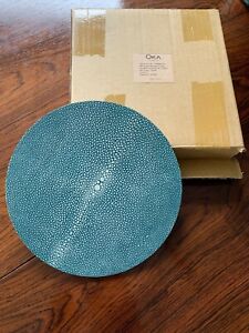 Set of 4 x Genuine OKA Faux Shagreen Placemats - Azure (RRP £195) - Brand New