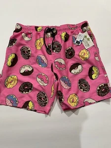 US Surf Club Men’s XL Lined Swim Trunks Pink With Donuts New With Tags Waistband - Picture 1 of 6