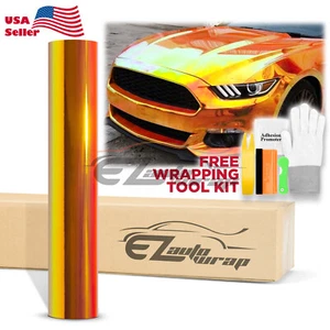 Premium Golden Orange Neo Chrome Unicorn Holographic Vinyl Wrap Sticker Decal - Bild 1 von 12