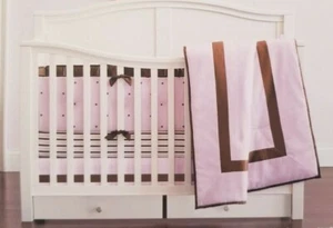 Tiddliwinks Luxe 100% Cotton Pink & Brown Stripe Fitted Crib Sheet NIP - Picture 1 of 10