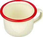 Cream Falcon Enamel Red Small Espresso Coffee Cups Mugs 90ml - Camping