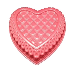 NORDIC WARE Torta Cuore Trapuntato Rosso Bordo Nastro 10 Tazze USA Alluminio Fuso - Foto 1 di 5