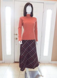 CHADWICKS RIBBED RUST SWEATER AND RUST BROWN PLAID SKIRT SET - MEDIUM - Picture 1 of 1