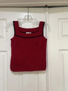 Camiseta sin mangas St. John roja de punto acanalado de lana Y2K para mujer talla S - Imagen 1 de 11