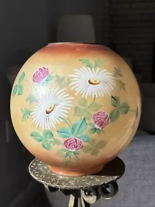 Antike handbemalte Glaskugel Öllampenschirm Kugel florales Design WOW! - Bild 1 von 24