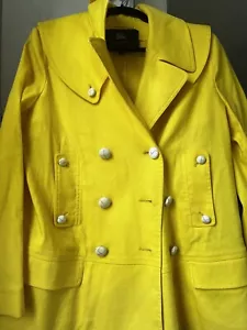 Burberry Blazer Jacket Sz 12 Cotton Coat Yellow Double Breasted Authentic RARE! - Picture 1 of 11