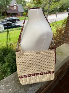 Brighton Straw Purse Kerry Braided Leather Strap - Picture 1 of 9