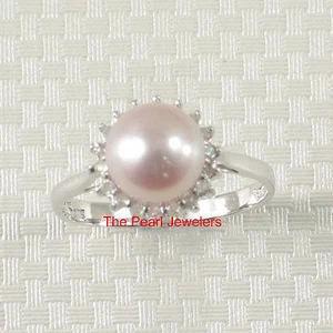 14k White Gold Lavender Cultured Pearl & Diamond Cocktail Ring - Picture 1 of 8