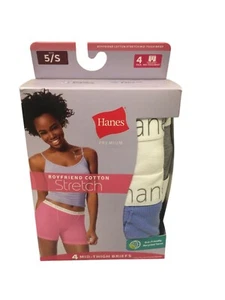 Hanes Boyfriend Cotton Stretch Mid-Thigh Size 5/S 36-37" White Blue Gray Black - Picture 1 of 3