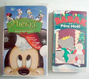 2 CASSETTES VHS DE NOEL POUR ENFANTS, DE WALT DISNEY: MICKEY + BABAR - Imagen 1 de 7
