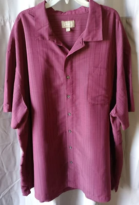 Foundry Shirt Button Up Short Sleeves Purple with Strips Men's 3XL - Image 1 of 4