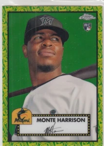 2021 Topps Chrome Platinum Anniversary 70th Green/Yellow /99 MONTE HARRISON RC - Picture 1 of 2