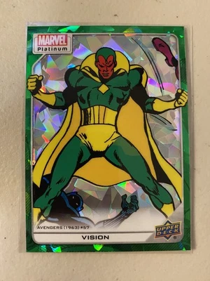 Cubierta superior Marvel Platinum #16 Vision Green Crackle 2023/99 Foto 1 de 2