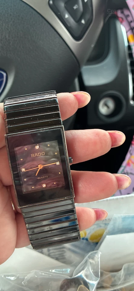 Rado 男式黑色手表 - 美丽...形状很好...黑色金属表带  — 第 1/1 张图片