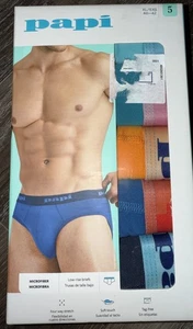 Papi ~ 5-Pair Mens Low Rise Briefs Polyester Blend Microfiber (C) ~ XL (40-42) - Picture 1 of 3