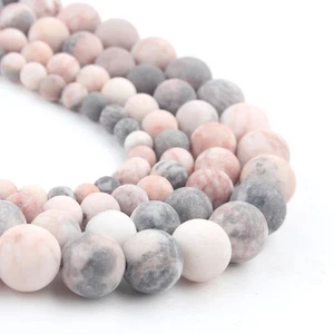 Pink Zebra Stone Spacer Beads DIY Bracelet Necklace Jewelry Matte 4mm to 12mm - Picture 1 of 35