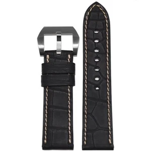 Gepolstertes Alligator Uhrenarmband | gummierte Beschichtung | schwarz - Bild 1 von 3