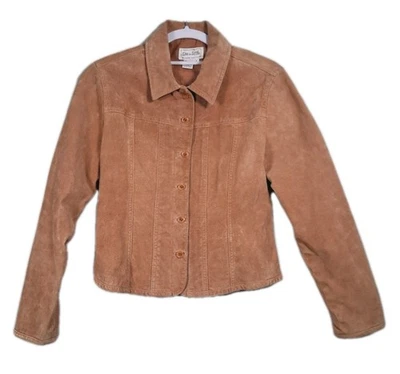 Live A Little Jacket Womens Small Camel Brown 100% Suede Leather Cropped Vintage - Image 1 of 4