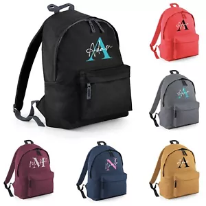 Personalised School Backpack Bag Kids Any Name Text Girls Boys Rucksack PE Kit - Picture 1 of 36