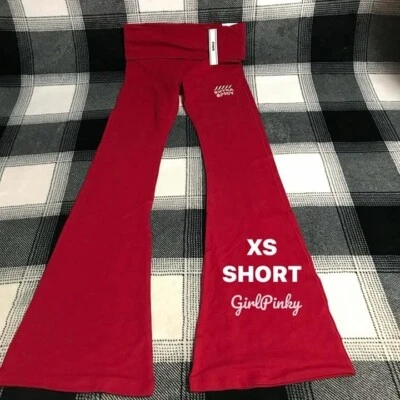 vs PINK flare leggings IN RED LACQUER & EXTRA SPICY LOGO IN WHITE SIZES XS SHORT - Image 1 of 4