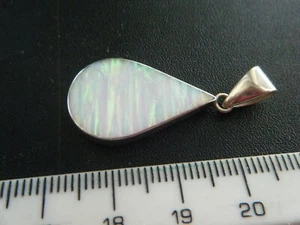 sterling silver created white opal pendant - Picture 1 of 4