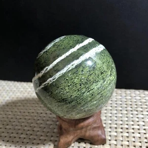 217g 54mm Palla di quarzo cristallo zebra verde naturale Reiki + base - Foto 1 di 7