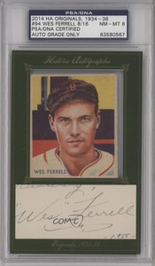 1934-36 National Chicle Diamond Stars R327 Wes Ferrell PSA/DNA Certified Encased