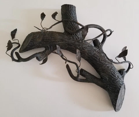 Vintage Welders Folk Art Metal Sculpture Wall Pocket Plaque Branch Leaf Vintage Cover